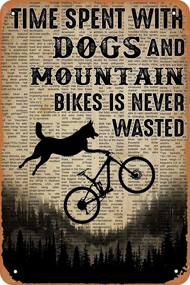 Mountain Biking With Dog - Metal Vintage Tin Sign Decor Time